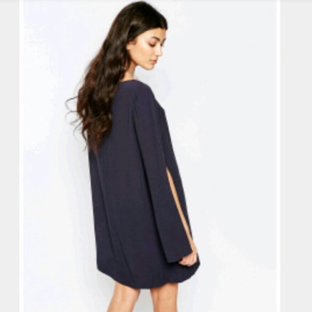 NWT FREE PEOPLE Some Like It Hot Cape Dress with Split Sleeves in Mineral S - Picture 6 of 13